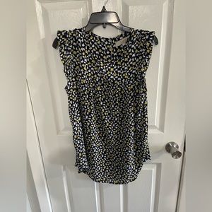 LOFT Black and Yellow Patterned Blouse